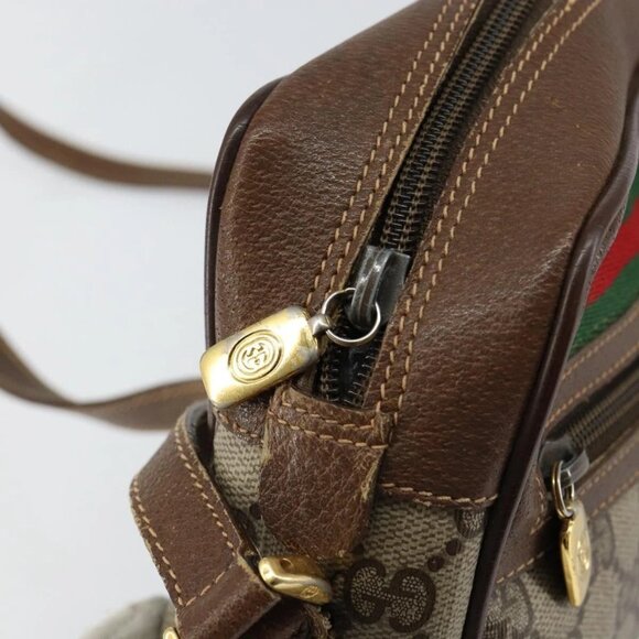 GUCCI GG Supreme Web Sherry Line Bag PVC Beige Red 56 02 087 Auth 151921 - Picture 13 of 16